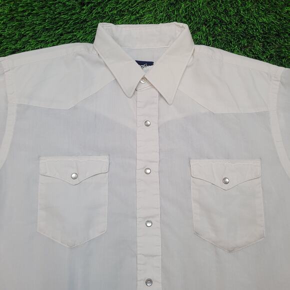 VTG 90s Wrangler "Made in USA" Cowboy Cut Western Shirt XL (Tagged 17x35) - Picture 2 of 7